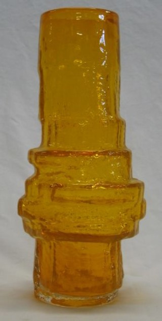 A Whitefriars Tangerine Hoop club shaped vase 11" with Whitefriars label