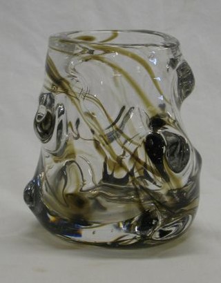A Whitefriars small Streaky Knobberly glass vase 5"