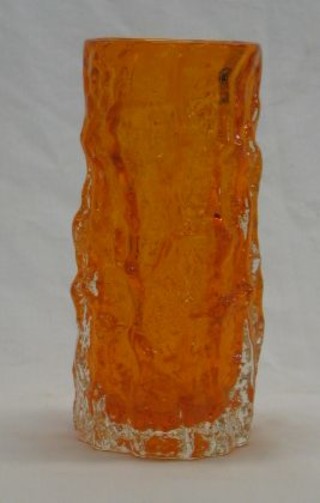 A Whitefriars circular Amber Bark vase 6" with Whitefriars label