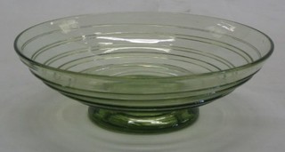 A Whitefriars circular Sea Green Ribbed glass shallow shaped bowl 6"