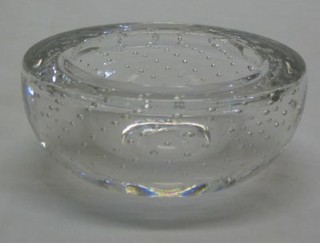 A Whitefriars circular Clear Bubble glass ashtray 4"