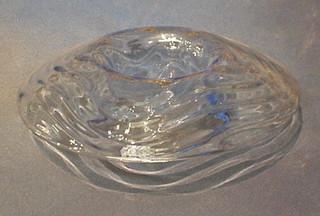 A Whitefriars circular Sapphire Wave Ribbed Posy bowl 11"