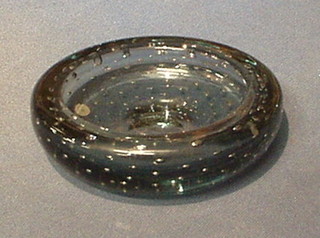 A Whitefriars circular medium Grey Bubble glass ashtray 6"