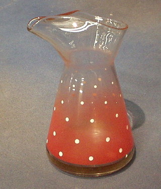 A Whitefriars waisted glass water jug together with 6 glasses polka dot beakers and a fluted glass