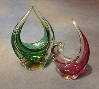 2 glass tea drop ornaments