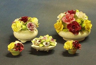 4 Royal Adderley porcelain floral posies and a Royal Doulton ditto (5)