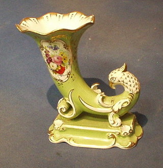 A 19th Century cornucopia shaped porcelain vase 8" (f and r)