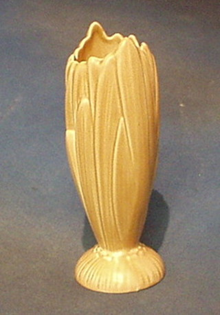 A Sylvac light brown glazed fern shaped vase, the base marked 21 52 Sylvac England 9"