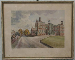 David Hamden, a coloured print, "Bramshill House, Police College" 10" x 14"