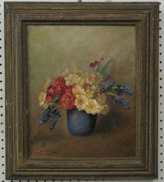 Edwards, oil painting on canvas "Spring Flowers" the reverse with Chelsea Gallery label 136 Kings Road London, 11" x 9" signed an dated 1948