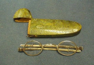 An 18th/19th Century Shagreen spectacle case and a pair of Georgian silver framed wig spectacles