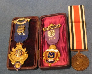 A George V issue Special Constabulary Long Service Good Conduct medal to George Sherwin together with 2 Royal Engineers Division  Order of Buffalo jewels