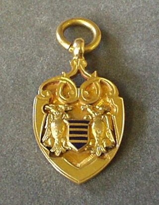 A 9ct gold and enamel Wiltshire Football Association Professional Shields Runner Up medal 1932-1933