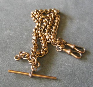 A 9ct gold double curb link Albert watch chain