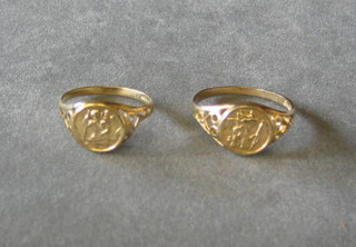 2 gold St Christopher medallion rings