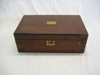A Victorian mahogany and brass banded writing slope 16"
