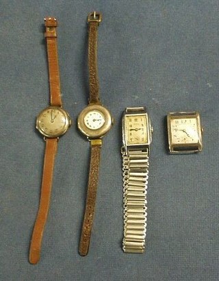 3 various silver wristwatches and 1 other