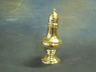 A silver sugar castor Birmingham 1921 (marks rubbed, some dents), 6 1/2"