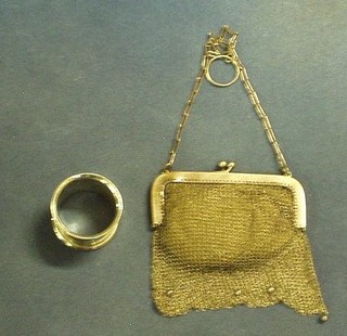 A silver napkin ring and Continental silver purse