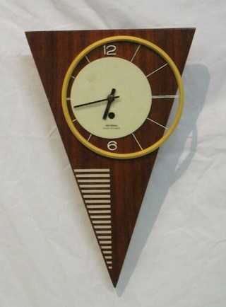 A Russian wall clock contained in a teak and plastic case