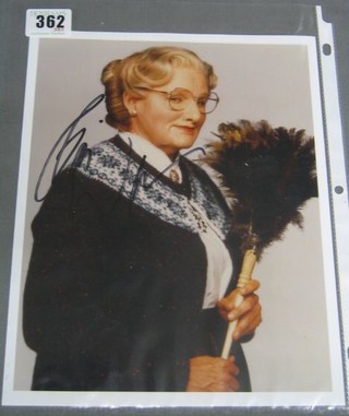 A signed colour photograph of Robin Williams as Mrs Doubtfire