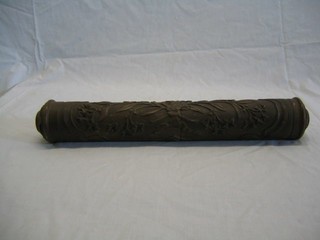 A carved Eastern scroll case 17"