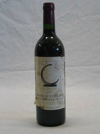 3 bottles of 1993 Chateau Cure-Bon Saint Emilion Grand Cru classee (with C on label) some corrosion to labels