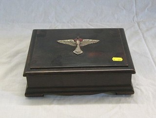 A wooden trinket box decorated a metal phoenix 11"