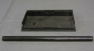 An ebony rolling ruler 19" together with an ebony tray with three-quarter gallery 12" 