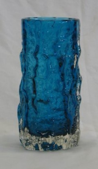 A Whitefriars medium blue King Fisher Bark vase 6"