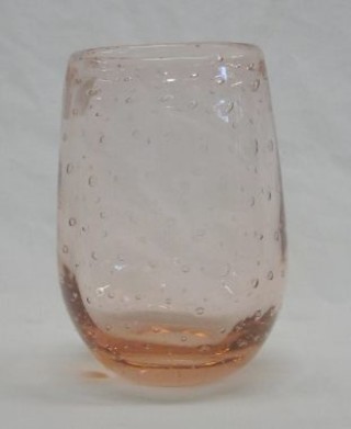 A Whitefriars small Peach Bubble glass vase 6"