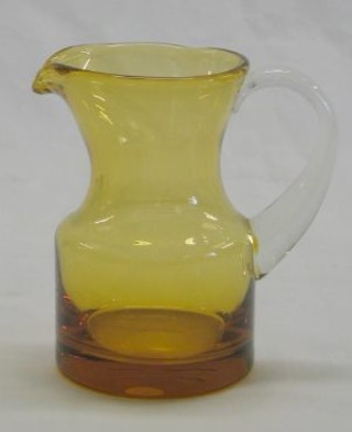 A Whitefriars small Amber jug with clear glass handle 4"
