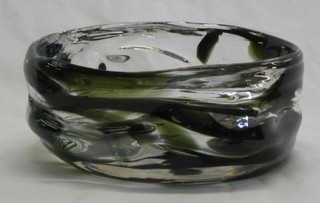 A Whitefriars Knobberly Green Streaky glass bowl 7"