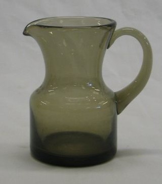 A Whitefriars Sapphire glass Cream jug with handle 4"