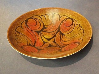 A 1960's circular Poole Pottery bowl the base with Poole Dolphin mark 57Aegean 10"