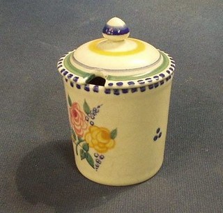 A circular Poole Pottery preserve jar and cover, the base impressed Poole England and incised 490 3"