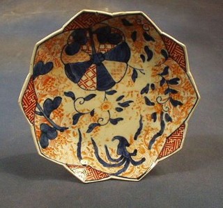 A 19th Century shaped Japanese Imari porcelain plate with floral decoration 8" (some chips)