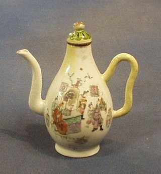 A 19th/20th Century Oriental famille vert porcelain coffee pot handle (f and r) 7"