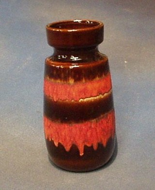 A 1960's West German club shaped pottery vase, the base marked 242-22 W Germany 8"