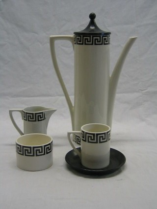 A 15 piece Port Meirion coffee service designed by Susan Williams Ellis comprising coffee pot, cream jug, sugar bowl, 6 coffee cans and 6 saucers