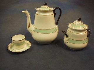 A continental porcelain tea service with gilt and turquoise banding