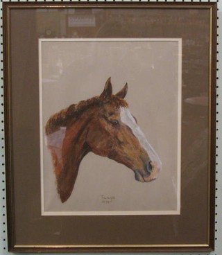 Head and Shoulders portrait "The Chestnut Horse Tango" monogrammed JT and dated '93, 14" x 11"