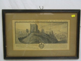 A 19th Century monochrome print "The North Wall of Guildford Castle in the Country of Surrey" 9" x 14"