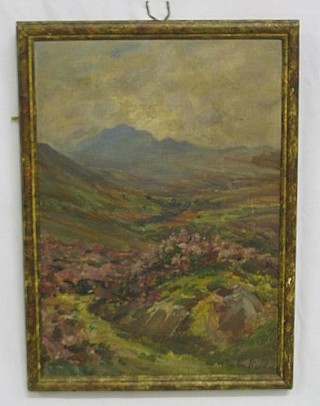 Robert Payton Reid, oil painting on board "Scottish Mountain Scene" 14" x 10" signed