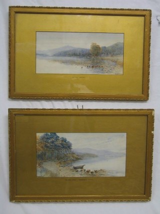 A Coleman, a pair of watercolours "Friars Cray Derwent Water and Rydal Water" 8" x 14" signed