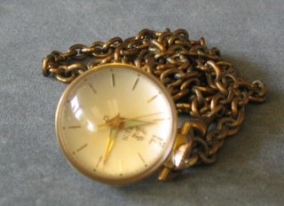 A Titus watch ball, hung on a gilt chain