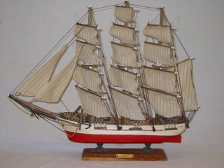 A wooden model of the 3 masted ship "Clipper Siglo XIX" 19"