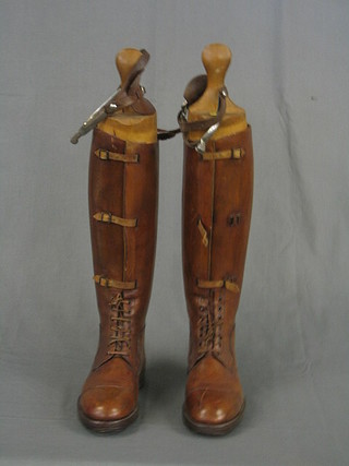 A  pair of gentleman's leather boots complete with trees