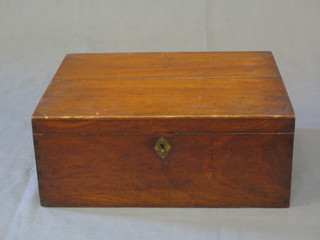 A mahogany cutlery box with hinged lid 15"