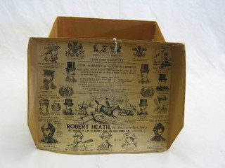 A Robert Heath 19th Century cardboard hat box marked Robert Heath Established 1849 24 and 25 St George's Place Hyde Park Corner London SW, 12"